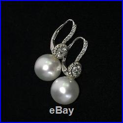 Pearl, Diamond & 18k White & Rose Gold Necklace Earring Set