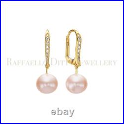 Pearl & Diamond Dangle Earrings Real 14k Yellow Round Cut Pave Set 9.18 Ct Pearl & Diamond Dangle Earrings Real 14k Yellow Round Cut Pave Set 9.18 Ct