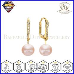 Pearl & Diamond Dangle Earrings Real 14k Yellow Round Cut Pave Set 9.18 Ct Pearl & Diamond Dangle Earrings Real 14k Yellow Round Cut Pave Set 9.18 Ct