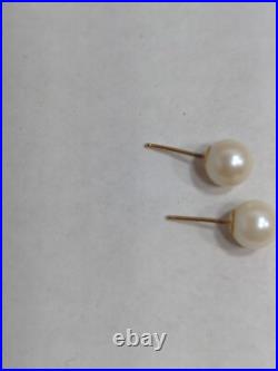 Pearl Earrings 14y Set 7mm Freshwater 14k Yellow Gold Pearl Earrings 14y Set 7mm Freshwater 14k Yellow Gold