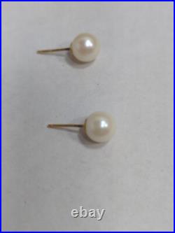 Pearl Earrings 14y Set 7mm Freshwater 14k Yellow Gold Pearl Earrings 14y Set 7mm Freshwater 14k Yellow Gold