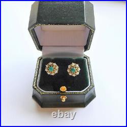 Pearl Earrings 9CT Gold Set with Green Turquoise Pearl Wedding Anniversary