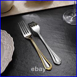 Pearl Edge 65-Piece 18/10 Stainless Steel Flatware Set with Gold Accents Pearl Edge 65-Piece 18/10 Stainless Steel Flatware Set with Gold Accents