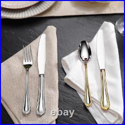 Pearl Edge 65-Piece 18/10 Stainless Steel Flatware Set with Gold Accents Pearl Edge 65-Piece 18/10 Stainless Steel Flatware Set with Gold Accents