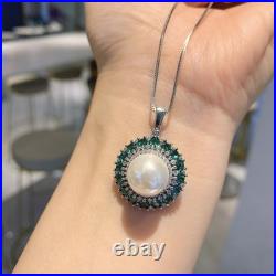Pearl, Emerald & Diamond 18K White Gold Over Necklace, Earrings & Ring Jewelry Set Pearl, Emerald & Diamond 18K White Gold Over Necklace, Earrings & Ring Jewelry Set