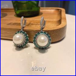 Pearl, Emerald & Diamond 18K White Gold Over Necklace, Earrings & Ring Jewelry Set Pearl, Emerald & Diamond 18K White Gold Over Necklace, Earrings & Ring Jewelry Set