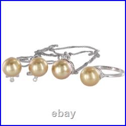 Pearl Gold-Diamond & Stone Set 5 Diamonds. 08CTW 14K White Gold 12g (FPP006195) Pearl Gold-Diamond & Stone Set 5 Diamonds. 08CTW 14K White Gold 12g (FPP006195)