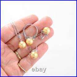 Pearl Gold-Diamond & Stone Set 5 Diamonds. 08CTW 14K White Gold 12g (FPP006195) Pearl Gold-Diamond & Stone Set 5 Diamonds. 08CTW 14K White Gold 12g (FPP006195)