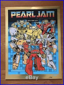 Pearl Jam Transformers AP 2015 NYC Gold Foil PLUS Silver Poster set New York SN