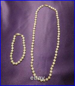 Pearl Necklace & Bracelet Set with 14K Gold Hook