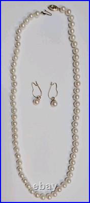 Pearl Necklace / Matching Earrings 14K Gold
