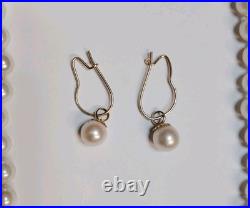 Pearl Necklace / Matching Earrings 14K Gold