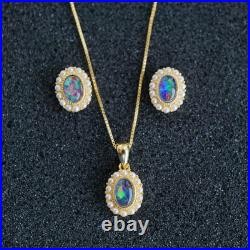 Pearl Opal Jewelry Set 18k Gold Vermeil Vintage Gift Necklace Earrings Her