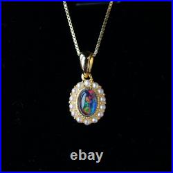 Pearl Opal Jewelry Set 18k Gold Vermeil Vintage Gift Necklace Earrings Her