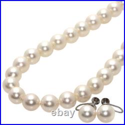 Pearl Pearl Earring set Necklace K14 White Gold 48.1g