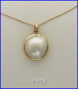Pearl Pendant. Genuine Mabe Pearl 20mm. Set in 14K Yellow Gold