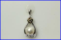 Pearl Pendant Set in Sterling Silver with a 14K Yellow Gold Heart (PEN5955)
