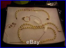 Pearl SET in GOLD setting. Necklace, Bracelet, Earrings and Ring. 46g TOTAL w