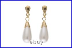 Pearl Set Yellow Gold Classic Pendant and Earrings Drop Hallmarked British Made