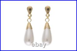 Pearl Set Yellow Gold Classic Pendant and Earrings Drop Hallmarked British Made