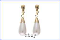 Pearl Set Yellow Gold Classic Pendant and Earrings Drop Hallmarked British Made