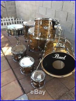 Pearl Strata Gold Drum Set 8,10,12,14,16,18 Toms 20 Bass Gretsch 16.5 Sig Snare