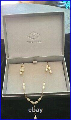 Pearl and 14kt Gold Necklace & Earrings, Freshwater Vintage Timeless Elegance