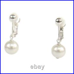 Pearl necklace earring set white silver SV gold K14WG total weight approx. Used