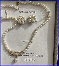 Pearl necklace set With Diamond