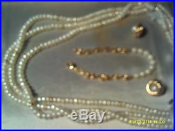 Pearl necklace set and 14k gold