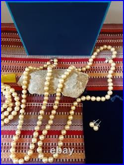 Pearlfection Cream/Gold Pearl NecklaceBracelet Earring Set 205