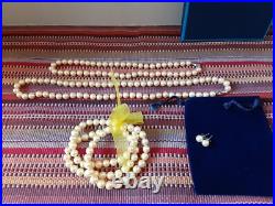 Pearlfection Cream/Gold Pearl NecklaceBracelet Earring Set 205