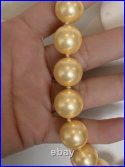 Pearlfection Gold Vermeil 16mm Pale Yellow Pearl & CZ Necklace & Bracelet Set