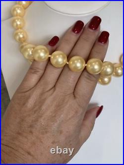 Pearlfection Gold Vermeil 16mm Pale Yellow Pearl & CZ Necklace & Bracelet Set