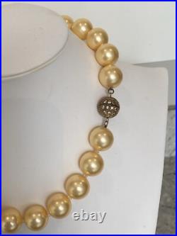 Pearlfection Gold Vermeil 16mm Pale Yellow Pearl & CZ Necklace & Bracelet Set