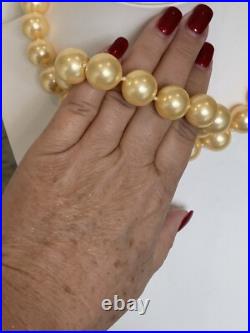 Pearlfection Gold Vermeil 16mm Pale Yellow Pearl & CZ Necklace & Bracelet Set