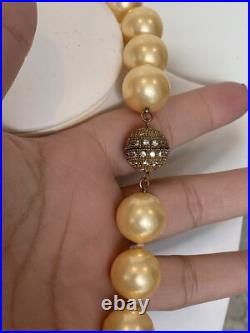 Pearlfection Gold Vermeil 16mm Pale Yellow Pearl & CZ Necklace & Bracelet Set