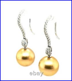 Pearls Necklace Earrings 18K White Gold Natural Round Saltwater GIA Certified