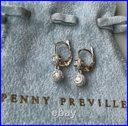 Penny Preville 18K White Gold Classic Bezel Set Diamond Double Drop Earrings