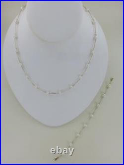 Peter Brams 14K Gold 5mm Pearl Station Necklace & Bracelet Set 7.2g 17 & 7.5