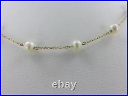 Peter Brams 14K Gold 5mm Pearl Station Necklace & Bracelet Set 7.2g 17 & 7.5