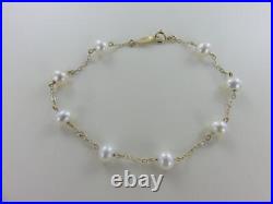 Peter Brams 14K Gold 5mm Pearl Station Necklace & Bracelet Set 7.2g 17 & 7.5