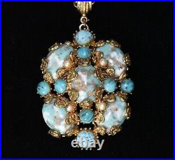 Phenomenal HOBE Swirled TURQUOISE PEARL Pendant Necklace Bracelet and Ring SET