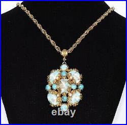 Phenomenal HOBE Swirled TURQUOISE PEARL Pendant Necklace Bracelet and Ring SET