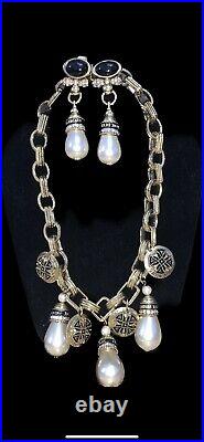 Pierre Balmain Paris Bulky Faux Pearls Statement Necklace With Matching Earrings