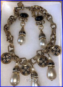 Pierre Balmain Paris Bulky Faux Pearls Statement Necklace With Matching Earrings