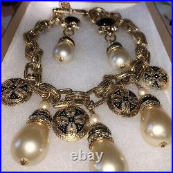 Pierre Balmain Paris Bulky Faux Pearls Statement Necklace With Matching Earrings