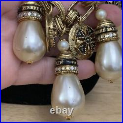 Pierre Balmain Paris Bulky Faux Pearls Statement Necklace With Matching Earrings