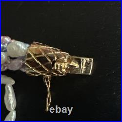 Pink, Blue, White Rice Pearl 18k Gold Over Silver Clasp Bracelet Necklace Set