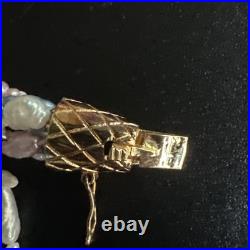 Pink, Blue, White Rice Pearl 18k Gold Over Silver Clasp Bracelet Necklace Set